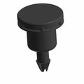 Black plastic vent gearcase fastener with round flat top and pointed barbed stem.