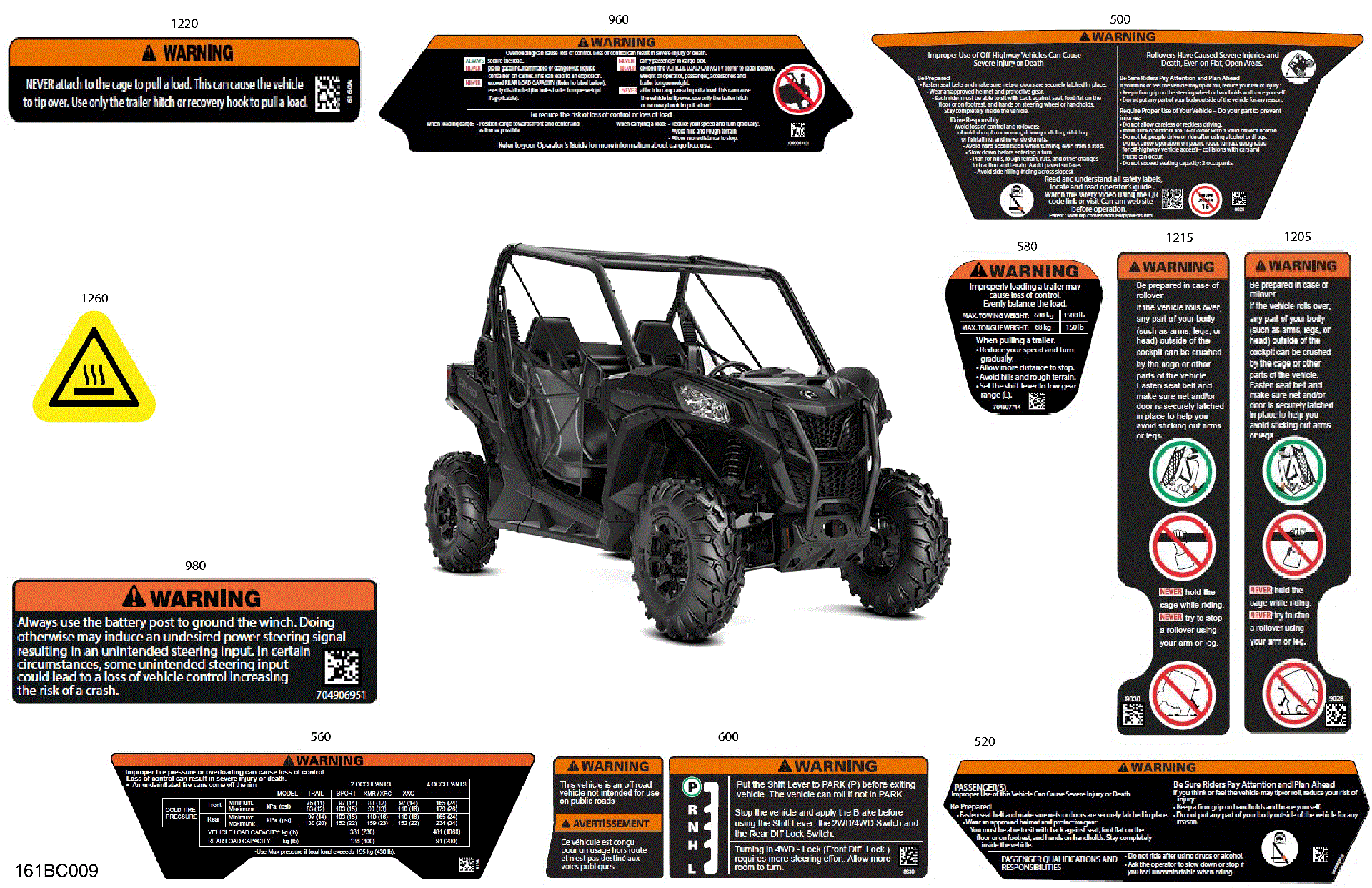 An Image of a Genuine Can-Am Parts Schematic Diagram showing the schematic - BODY - WARNING DECALS