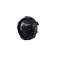 The Wheel Cap by Can-Am is a black, round center cap featuring textured accents and a raised CAN-AM logo—perfect as an OEM part for your Can-Am ATV. Shown on a white background.