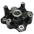 Black machined metal wheel hub with five mounting holes and central splined bore.