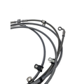 Three braided, flexible Rear Caliper Hoses by Can-Am with looped ends and black brackets—perfect for Can-Am UTVs—are displayed coiled in overlapping arcs on a white background.
