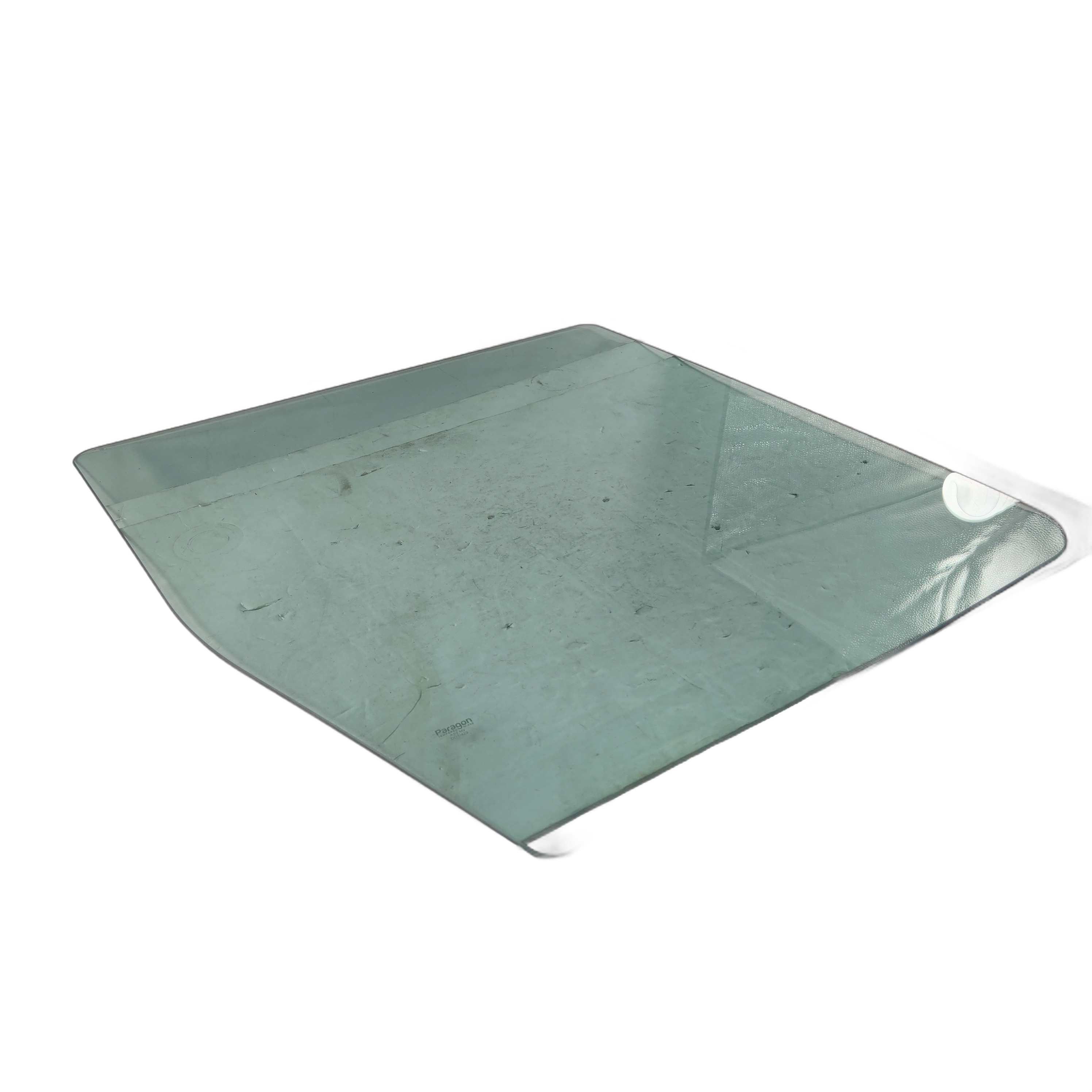 Clear tinted roll-down glass panel with rounded corners for Can-Am UTV cabins.