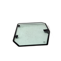 Clear rectangular side window with black mounting frame and hardware for Can-Am UTV.