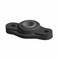 Black metal bearing housing with two mounting holes and central silver bearing ring.
