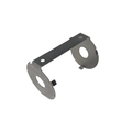 Black metal wear plate with circular cutouts and mounting tabs on both ends.