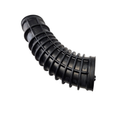 The Rear Inlet Duct by Can-Am is a black, flexible, ribbed plastic hose with a curved shape, designed for OEM applications and shown isolated on a white background.