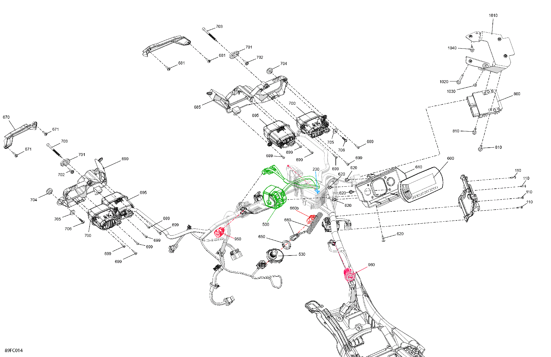 An Image of a Genuine Can-Am Parts Schematic Diagram showing the schematic - ELECTRIC - FRONT SECTION
