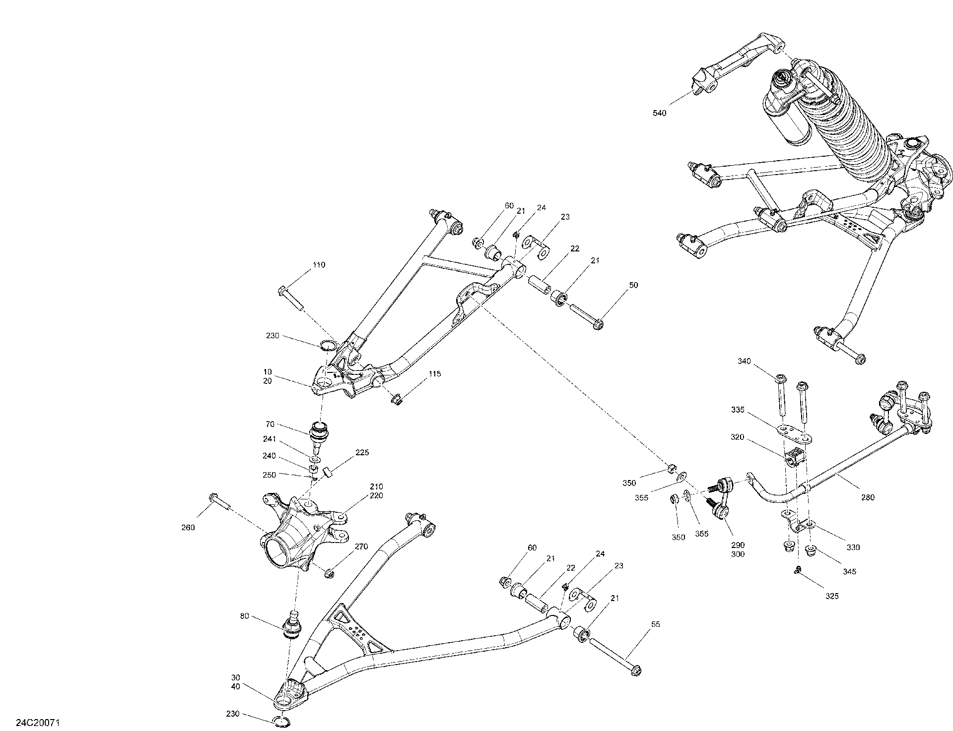 An Image of a Genuine Can-Am Parts Schematic Diagram showing the schematic - FRONT SUSPENSION