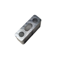 Rectangular silver metal muffler stopper with three circular holes, brushed finish.