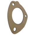 Brown circular exhaust gasket with three mounting holes, made of compressed fiber material.