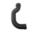 Black curved intake adaptor tube with ribbed texture and flanged ends for Can-Am vehicles.