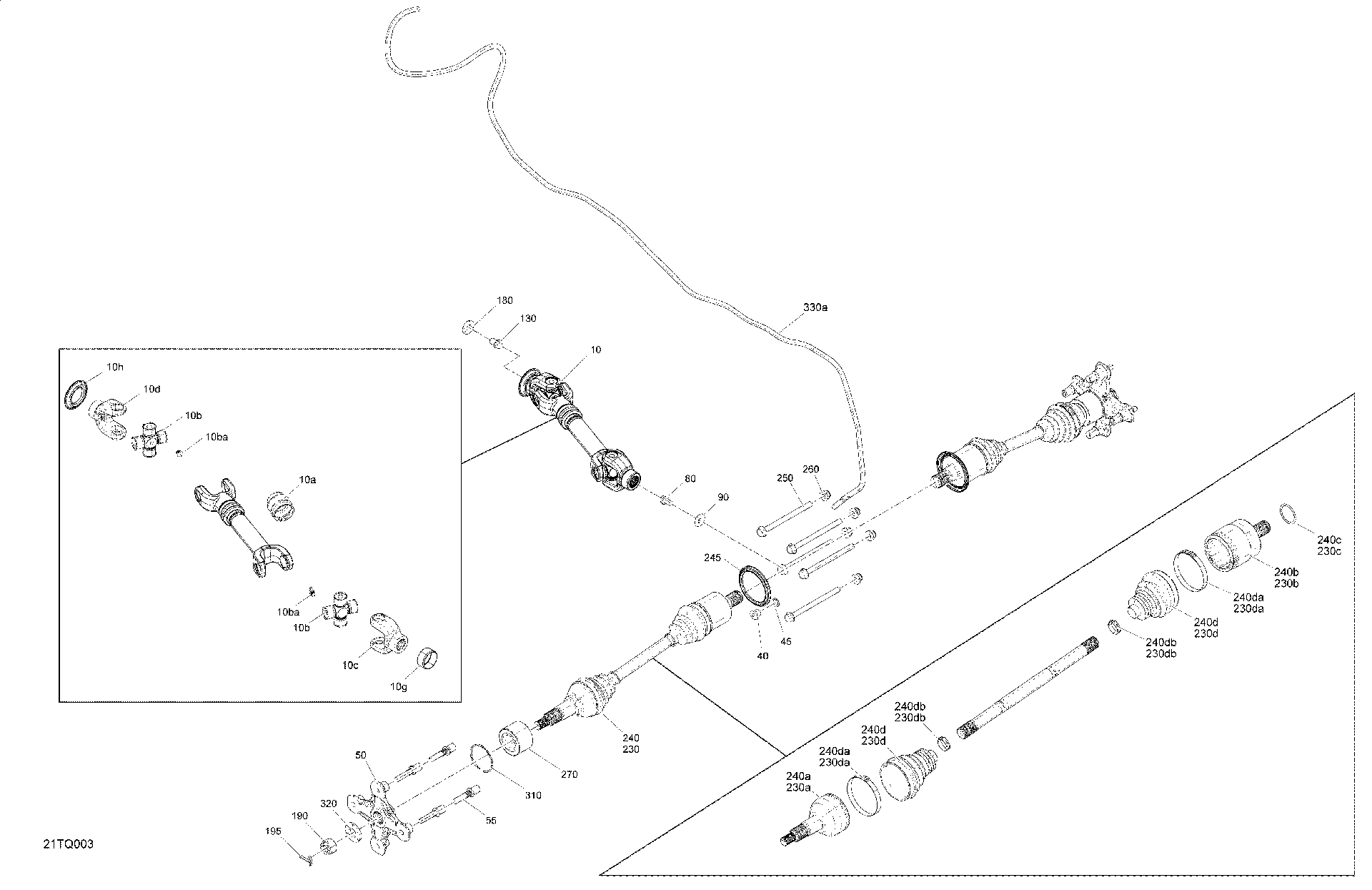 An Image of a Genuine Can-Am Parts Schematic Diagram showing the schematic - DRIVE - REAR - COMMON PARTS - 1000R X MR