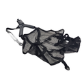 Black mesh front safety net with adjustable straps and plastic buckles for Can-Am side-by-side vehicles.