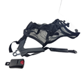 Black mesh safety net with adjustable nylon straps and plastic buckle for front right side installation.