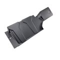 A black plastic Battery Cover by Can-Am, featuring angular ridges and cutouts, photographed on a white background and suitable as a replacement Can-Am OEM part.