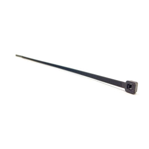 The Zip Tie by Polaris, shown diagonally on a white background, features a ridged side and rectangular locking head—ideal for securing OEM Victory Polaris or other Victory motorcycle parts.