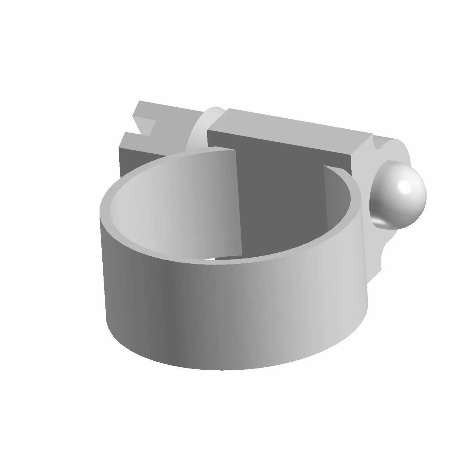 Stainless steel adjustable hose clamp with a slotted tightening mechanism and rounded tightening screw head.