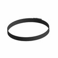 Black metal worm drive clamp with adjustable screw tightening mechanism.