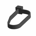 Black flexible plastic tie wrap with rectangular locking head and tapered strap end.
