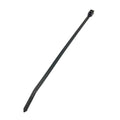 Black flexible nylon zip tie with double loop locking head and tapered end.