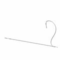Thin metal storage door release cable with a curved end and straight rod, designed for motorcycles.
