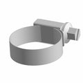 Silver metal constant tension clamp with bolt and hex nut fastening mechanism.