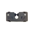 Black metal tailgate slam latch with two mounting holes and a central locking mechanism.