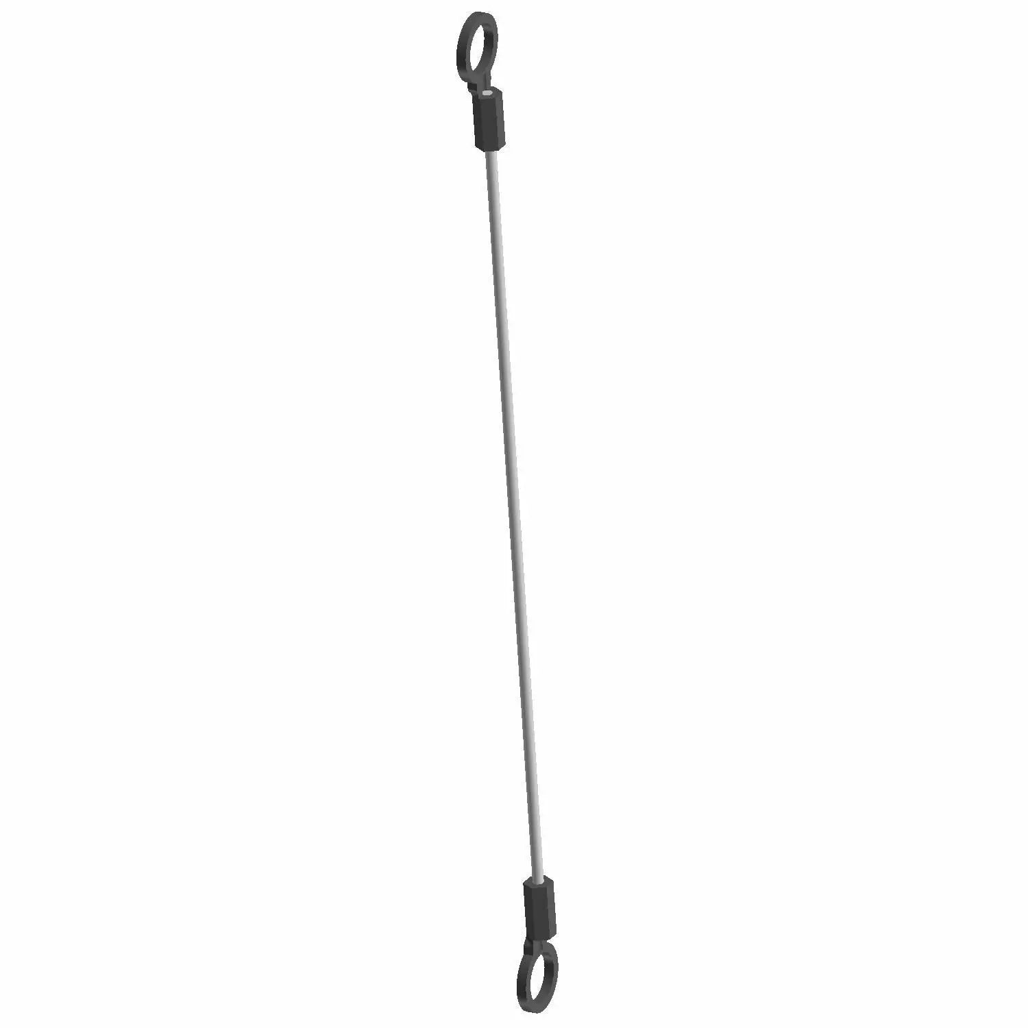 Thin gray metal saddlebag lid stop cable with black rubberized looped ends.