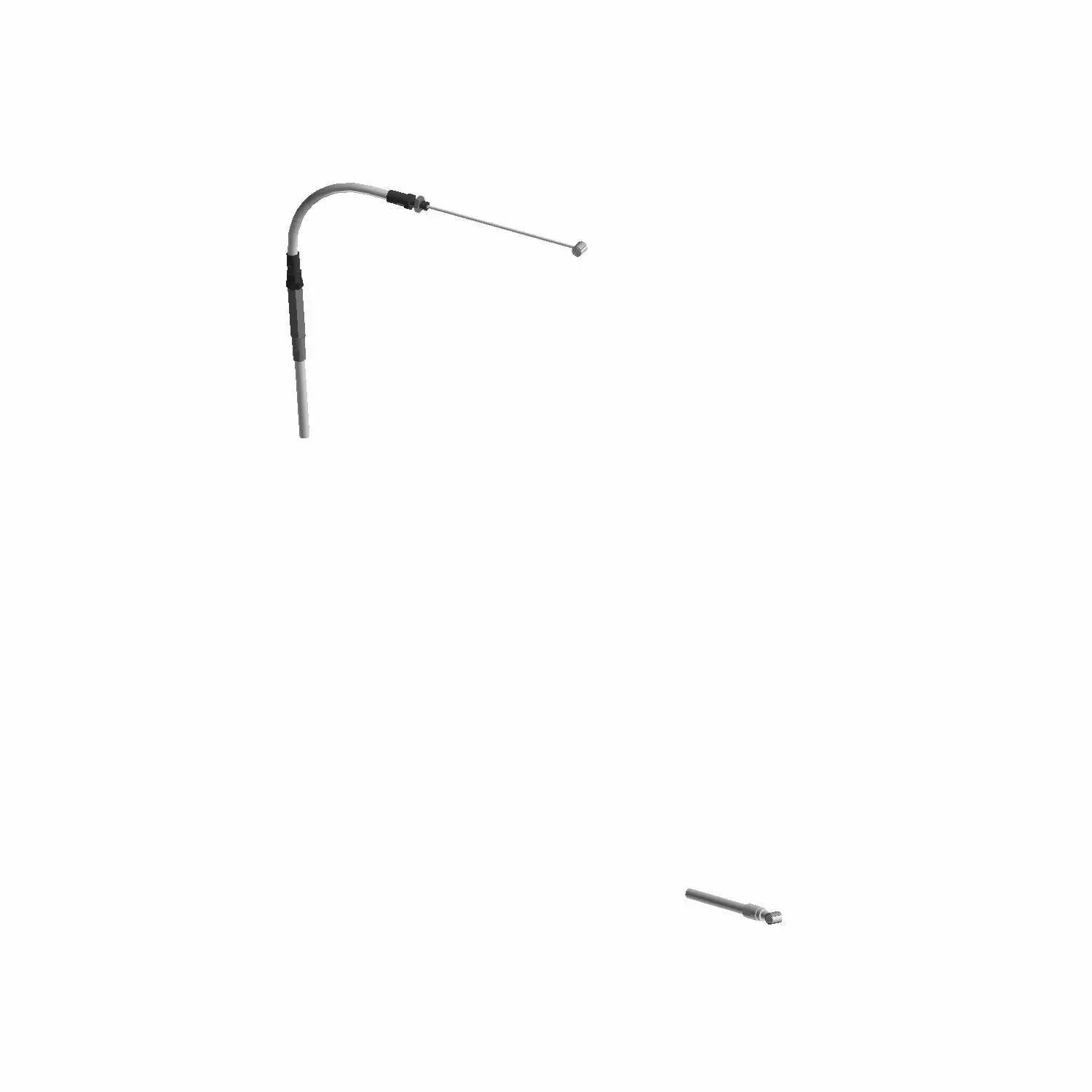 The Victory Clutch Cable by Polaris is shown with housing, a curved metal noodle, and a separate ferrule on a white background—similar to OEM Victory parts for motorcycle clutch cables.