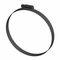 Black metal worm drive clamp with integrated tightening screw and smooth band design.