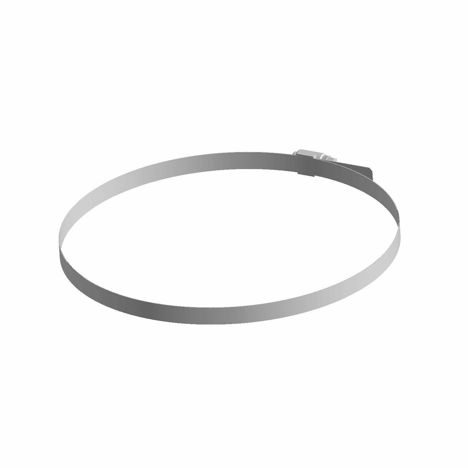 Stainless steel 12mm wide band clamp with adjustable 184-235mm diameter and locking mechanism.
