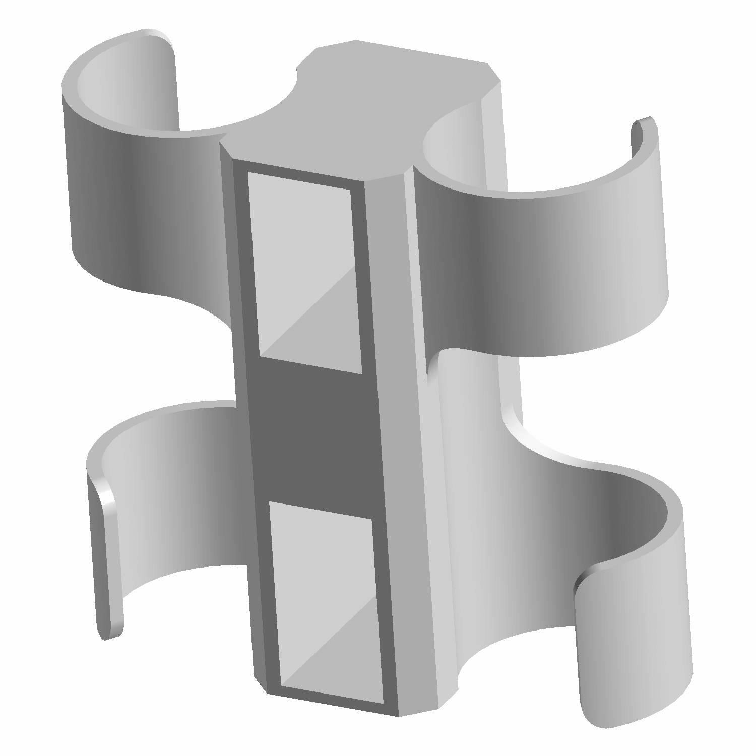 Gray plastic T-Clip T15 with two curved clamps and rectangular cutouts for Polaris UTV models.