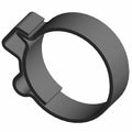 Black metal hose clamp with a hexagonal tightening screw and smooth band design.