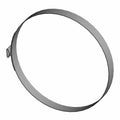 Silver metal hose clamp with smooth band and ear-style locking mechanism.