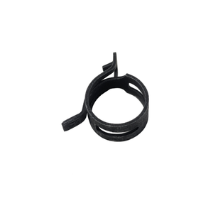 Black metal 24mm hose clamp with adjustable tension band and locking mechanism.