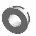 Round black plastic routing clip with a center hole and side clips for secure fastening.