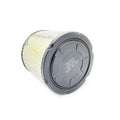 Cylindrical Polaris air filter with black plastic end caps and pleated white filter media.