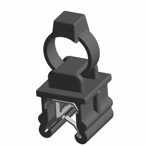 Black 3-6mm plastic zip tie with integrated side clip and locking base.