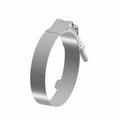 Silver stainless steel T-bolt hose clamp with 87.3mm diameter and a tightening bolt mechanism.