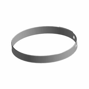 The Narrow Slotted Clamp 50-70mm by Polaris features a plain metallic band with a smooth surface and two small holes, shown on a white background—ideal for those seeking quality OEM Indian Polaris motorcycle parts.