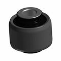 Black cylindrical spherical bearing with metallic inner ring and rubber outer casing.