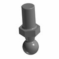 Dark gray cylindrical metal end ball with hexagonal base and rounded ball tip.