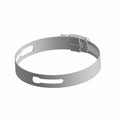 Silver slotted metal hose clamp band with adjustable screw tightening mechanism, 60-80 mm diameter.