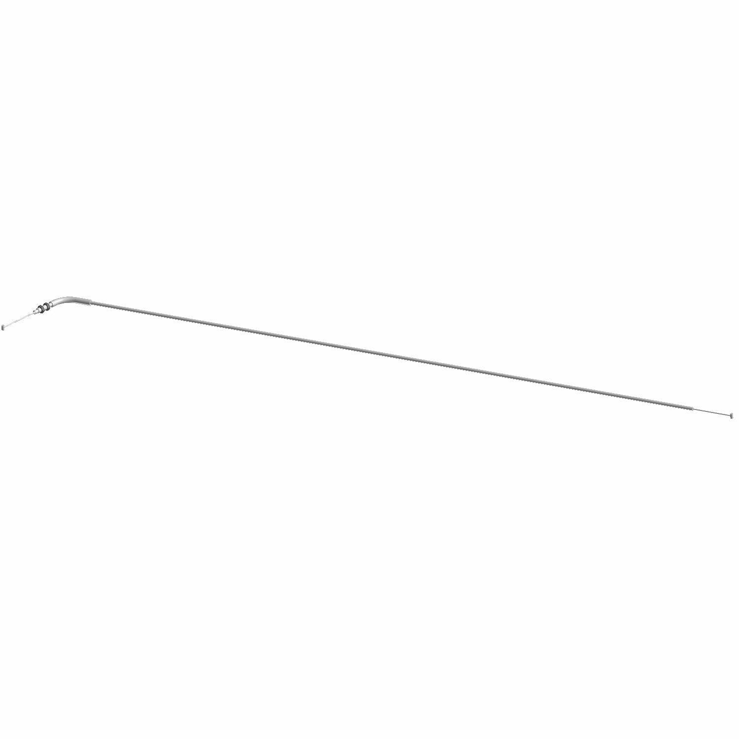 Long slender metal shift cable with a curved end and small metal fittings on opposite ends.