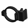 Black circular edge clip with a rectangular securing mechanism, made for 1-3mm thickness panels.