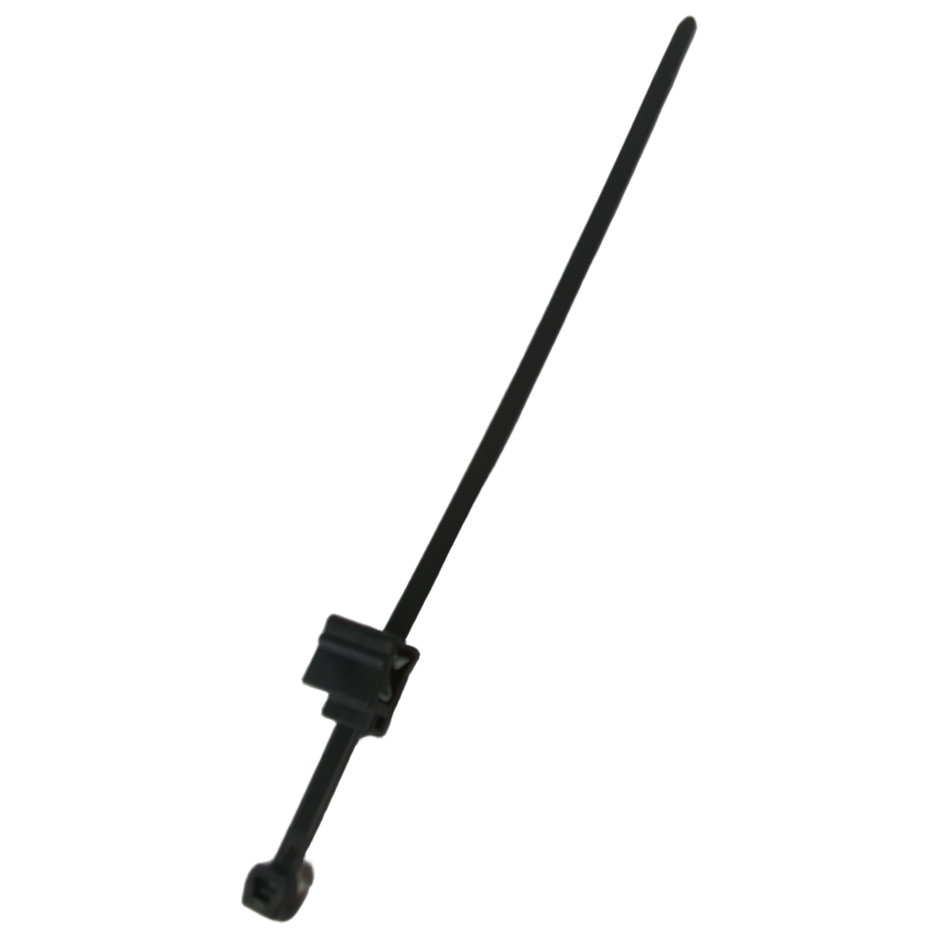 Black plastic zip tie with an edge clip designed for 1-3mm thickness.