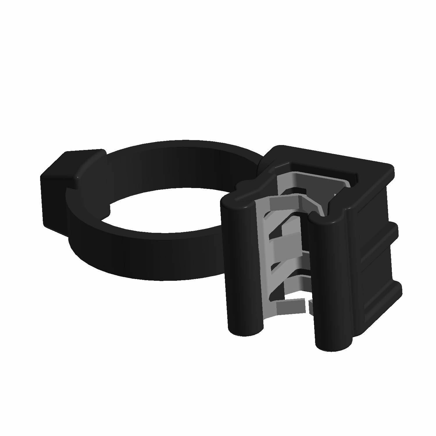 Black plastic edge clip with serrated metal teeth and a circular band for 3-6 mm thickness panels.