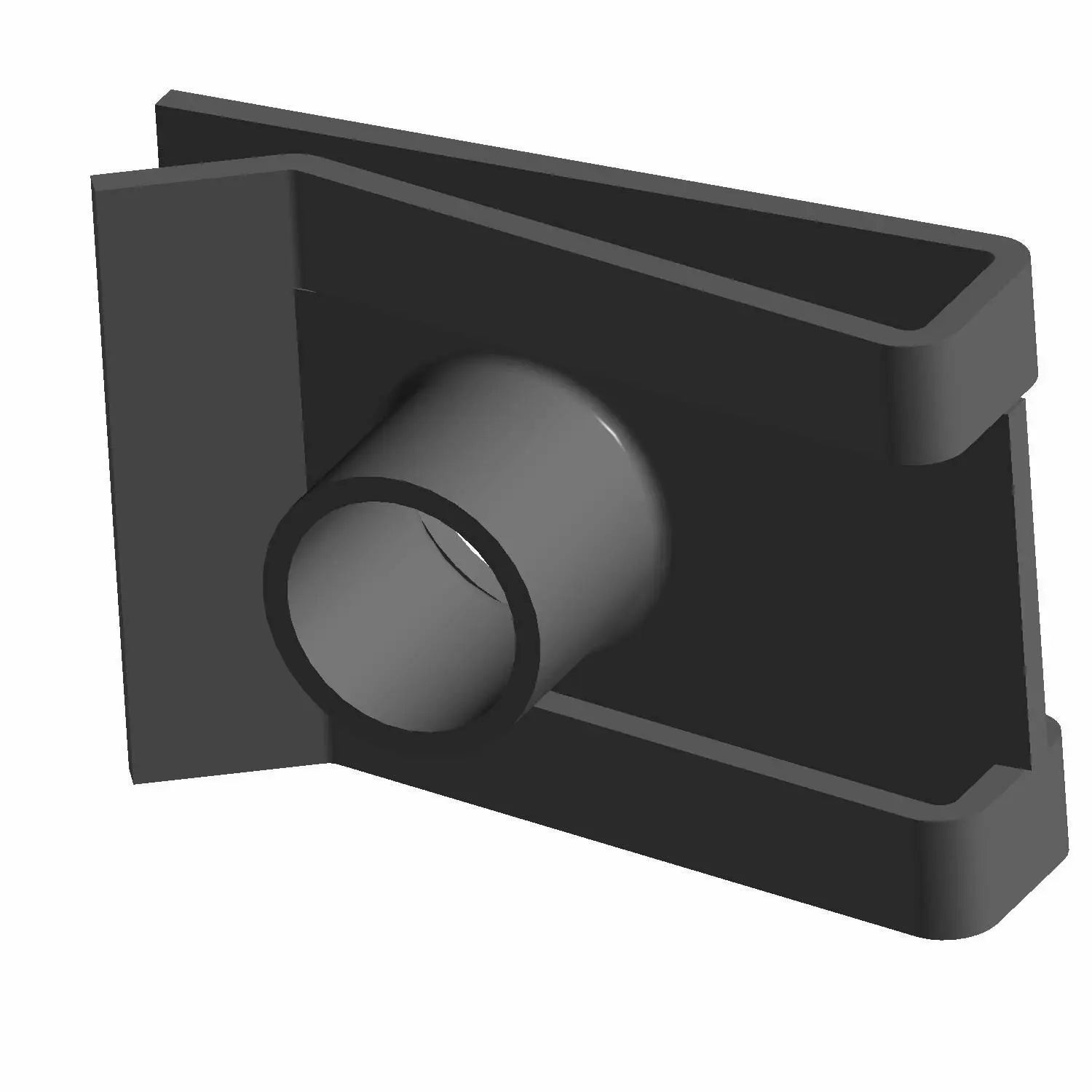 A 3D-rendered image of the C-Clip M6 by Polaris, a black metal U-nut with a central cylindrical threaded hole, commonly used in Indian motorcycle and Polaris parts to secure panels or sheet metal with a screw.