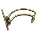 Antique brass airbox clip with curved double wire design and flat T-shaped latch end.