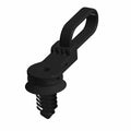 Black plastic dart clip with offset loop and threaded screw base.
